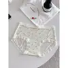 Pantaletas de mujer estilo coreano, dulces, de alta elasticidad, de cintura media, de seda antibacteriana con entrepierna extendida, ropa interior de mujer cómoda y transpirable de seda helada