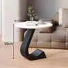 Mesa auxiliar moderna de pizarra de lujo ligero, móvil para uso doméstico, mesa de centro pequeña para sofá de sala de estar, mesa redonda pequeña creativa de pie para mesita de noche