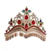 Corona de Boda Europea de Lujo con Cristales Tiara Dorada de Inspiración Bohemia con Borlas Perfecta para Sesiones de Fotos Nupciales y Ocasiones Especiales Incluye Juego de Aretes a Juego para Fotografía