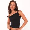 Nueva Camiseta de Mujer de Color Sólido Ajustada Estilo Europeo y Americano Transfronterizo con Tirante Torcido de Moda Sin Mangas Sexy sin Espalda