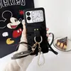 Moda Lujo Adecuado para Huawei Nova Flip Anillo de Mickey Cuerda Cruzada Cuero Creativo Pantalla Plegable Teléfono Móvil