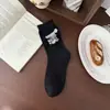 Calcetines de Algodón Absorbentes de Sudor para Mujer Primavera y Verano, Calcetines de Media Pantorrilla con Lazo Estilo Coreano, Calcetines Holgados Dulces con Dibujos de Cachorros