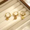 Pendientes Exquisitos de Lujo Ligero con Forma de Estrella Coreanos y Japoneses para Mujer, Brazaletes para Oreja de Acero Inoxidable, Aros Huecos para Oreja, Pendientes Lindos Simples Versátiles