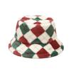 Otoño/Invierno 2022 Nuevo Sombrero de Pescador Grueso Cálido de Cuadros de Color Contrastante Protector Solar Cortavientos para Exteriores Sombrero de Cubeta Sombrero de Red para Redes Sociales