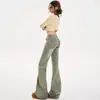 Pantalones Acampanados Color Barro Amarillo para Mujer 2025 Tendencia Nuevo Otoño e Invierno Retro Americano No Ajustados de Tiro Bajo Jeans Acampanados