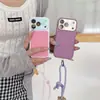 Funda protectora magnética de color caramelo con diseño de ola contrastante, adecuada para iPhone 18 Pro Max, con cordón creativo, funda para teléfono Apple 18