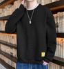 Camisa de waffle estilo coreano para jovens, estilo Hong Kong, cor da moda, combinando, gola redonda, manga comprida, camiseta, suéter waffle, moda ins