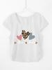 Camiseta de niña con patrón popular transfronterizo que se puede hacer DIY 4-14 años de edad con estampado de dibujos animados para niñas deportiva y de ocio tops de color puro