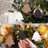 Etiquetas de regalo de Navidad, etiquetas negras y marrones con forma de árbol de Navidad con cordel, etiquetas en blanco de papel kraft para hacer tú mismo