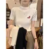 Gola Alta Meia, Ombro Normal, Camiseta de Manga Curta 100% Algodão para Mulheres, Design Estiloso e Elegante, Camiseta Básica para Primavera, Verão e Outono 2026