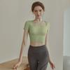 Traje deportivo de manga corta para primavera, nuevo, amigable con la piel desnuda, para fitness, pilates, yoga, top con almohadilla en el pecho, camiseta de alta gama