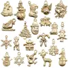 Mistura de 21 Estilos de Enfeites de Natal Dourados KC DIY Brincos de Liga Estilo Coreano Pingentes Chaveiros Charms Acessórios de Joias