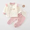 Nueva colección otoño/invierno 2026: conjunto de dos piezas para bebé, atuendo cálido de tres capas para recién nacidos, que incluye una camiseta de manga larga y pantalones largos
