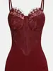 Ropa Interior Sexy de Malla y Encaje Europea y Americana Transfronteriza Camisola Falda Ajustada al Cuerpo Camiseta Base Ropa para Mujer