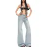 Jeans Acampanados Naranja Infantil # Estilo High Street Americano Chica Picante de Cintura Baja para Mujer, Corte Ajustado, Favorecedor, Lavados, Versátiles, Pantalones de Longitud Completa.