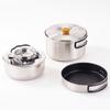 Conjunto de Panelas para Acampamento ao Ar Livre Aço Inoxidável 304 Utensílios de Cozinha para Acampamento Conjunto 2-3 Dobrável Conjunto de 3 Peças para Acampamento ao Ar Livre