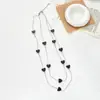 Nk-359 Colar de Camisola com Pingente de Gota de Óleo Preto de Camada Dupla Colar Longo Feminino Decoração Coreana Pingente Joia Pingente