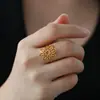 Anillo de Acero de Titanio con Forma de Loto Hueco, Anillo de Diseño de Nicho Chapado en Oro que No se Desvanece, Venta Directa de Fábrica a Partir de Una Pieza