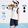 Roupas Infantis Zuoxi Conjunto Esportivo para Meninos 2026 Novo Modelo Colete Refrescante Infantil Shorts Antibacteriano Respirável Classe A Roupa Esportiva