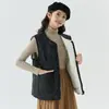 Colete Interno Feminino Quente Extra Grande Espessado Forrado com Fleece Colete Externo Casual de Lã de Cordeiro com Zíper de Algodão 2402