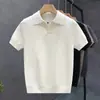 Suéter de punto para hombre con cuello polo y manga corta, nueva moda de verano, ajuste slim, camiseta base de punto de manga corta