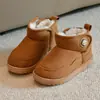 Botas de nieve para niños Ultraman invierno bebé más terciopelo engrosado niños y niñas zapatos de algodón color sólido caña corta botas cálidas