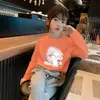 Camiseta de Manga Longa para Meninas Estilosa Primavera/Outono Versão Coreana Estampa de Desenho Camada Base de Algodão Puro Menina Bebê Super Fofa Roupas de Outono