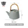 Juego de tetera con viga elevadora estilo japonés y tazas de té, botella de agua de cerámica vintage, gran capacidad, para el hogar, sala de té de alta calidad, juego de té de gres