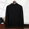 Suéter de Cachemira para Hombre de Lana Premium Otoño/Invierno, Cuello Redondo, Engrosado, Corte Holgado, Gama Alta, Lujoso, Capa Base de Punto de Lana Cálida