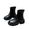 Botas Martin negras estilo británico con tacón grueso para mujer, nueva colección otoño/invierno 2026, diseñadas para figuras petite, con altura añadida, forro de fleece y calidez, botines
