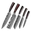 Faca de Chef Estilo Ocidental com Padrão a Laser Transfronteiriço Faca de Cozinha Faca Sande Faca de Chef Padrão Damasco Conjunto de Facas de Chef para Cozinha