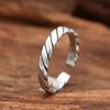 Anillo de plata de ley S925 al por mayor, joyería retro de plata tailandesa, anillo abierto simple tejido para mujer, anillo pequeño fresco