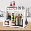 Prateleira de Temperos de Cozinha Prateleira de Armazenamento de Camada Dupla Prateleira de Chão de Plástico Suporte para Utensílios Porta-Facas Armazenamento Upgrade Armazenamento de Utensílios de Cozinha