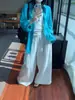 2026 Novo Top Casual de Verão Elegante de Luxo Leve com Manga Longa Camisa Azul Camisa Feminina Roupa de Fora Solta