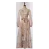 Falda Larga Floral Elegante con Diamantes Marca Z con Dobladillo Ancho, Vestido Estampado de Verano Transfronterizo para Mujer que Ceñe la Cintura y Adelgaza