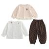 Conjunto de Otoño para Niñas Ropa Nueva para Niños Primavera y Otoño Cárdigan Elegante y a la Moda Conjunto de Tres Piezas Ropa para Bebé al Mayoreo
