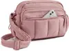Bolso Cruzado Rosa Acolchado para Mujer de Nuevo Modelo Transfronterizo con Múltiples Compartimentos, Bolso de Viaje Portátil Impermeable, Bolso de Monedas