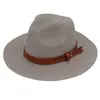 Sombrero de Paja Panamá de Verano Accesorios de Cinturón Amarillo Sombrero de Paja Playa Transpirable Casual Sombrero Jazz Venta al por Mayor