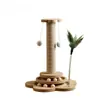 Nova Plataforma Giratória de Madeira Maciça para Gatos Vara Engraçada com Bolas Corda de Sisal Natural Placa de Arranhar Suprimentos Inteligentes para Gatos