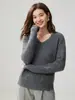 Suéter de Cachemira con Cuello en V 2026 Otoño/Invierno Nuevo para Mujer Tejido de Punto Trenzado Capa Base Estilo Dulce Color Sólido Suéter Cálido
