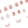 Novo blush rosa pequeno coração atmosfera brilhante estilo menina branca puro real curto usável unha 24 adesivos