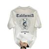 Marca de Moda de Estilo Americano Ins Algodón Camiseta de Manga Corta Estampada para Hombre Verano Nueva Moda para Hombre y Mujer Camiseta de Cuello Redondo Versátil para Hombre