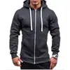 Sudadera con capucha y cremallera para hombre, europea y americana, de color liso, cárdigan deportivo casual, nuevo top para hombre de primavera y otoño