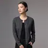 Suéter de lã merino finamente fiada 2026 primavera/outono novo cardigã de malha com gola redonda feminino casaco de botão único estilo elegante