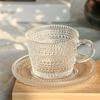 Juego de Taza de Té Roja y Vaso de Café Seis Tazas Seis Platillos Patrón Vertical Transfronterizo Patrón en Relieve Taza de Café Taza de Té Negro
