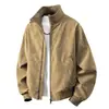 Nova jaqueta masculina estilo americano, jaqueta de couro texturizado, jaqueta masculina com gola bomber, casaco casual masculino, top casual workwear masculino