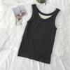 Otoño e Invierno Nuevo Chaleco Cálido con Forro Polar para Mujer Cuello Redondo Una Pieza con Almohadilla en el Pecho Ajustado Adelgazante para Usar Debajo y Encima Top Calefactor