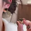 Pendientes de Terciopelo con Estampado de Leopardo Rojo en Forma de Corazón con Perlas, Doble Uso, Elegantes, Suaves, Versátiles, con un Toque de Lujo, Accesorios Populares para las Orejas