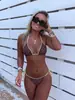 Biquíni Retro Europeu de Bolinhas 2027 para Mulheres com Amarração no Pescoço Conjunto de Duas Peças Roupa de Banho Sexy para Menina Quente Fonte Termal Praia