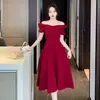 Vestido branco mulheres podem geralmente usar registro de licença francesa pequeno vestido branco noiva roupas de brinde noivado porta casual